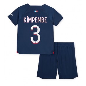 Paris Saint-Germain Presnel Kimpembe #3 Koti Pelipaita Lasten 2023-24 Lyhyet Hihat (+ Lyhyet housut)