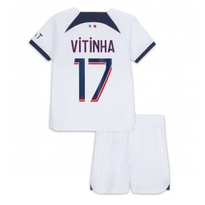 Paris Saint-Germain Vitinha Ferreira #17 Vieras Pelipaita Lasten 2023-24 Lyhyet Hihat (+ Lyhyet housut)