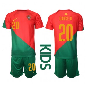 Portugali Joao Cancelo #20 Koti Pelipaita Lasten EM-Kisat 2020 Lyhyet Hihat (+ Lyhyet housut)