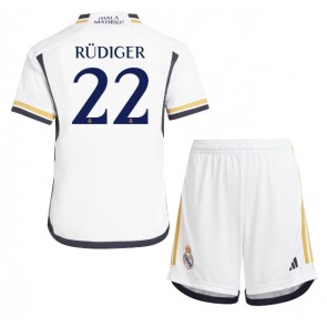 Real Madrid Antonio Rudiger #22 Koti Pelipaita Lasten 2023-24 Lyhyet Hihat (+ Lyhyet housut)