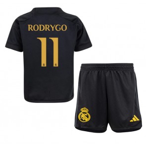 Real Madrid Rodrygo Goes #11 Kolmas Pelipaita Lasten 2023-24 Lyhyet Hihat (+ Lyhyet housut)