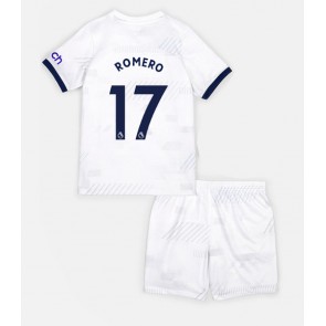 Tottenham Hotspur Cristian Romero #17 Koti Pelipaita Lasten 2023-24 Lyhyet Hihat (+ Lyhyet housut)