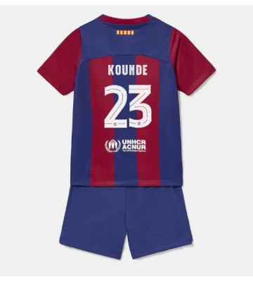 Barcelona Jules Kounde #23 Koti Pelipaita Lasten 2023-24 Lyhyet Hihat (+ Lyhyet housut)