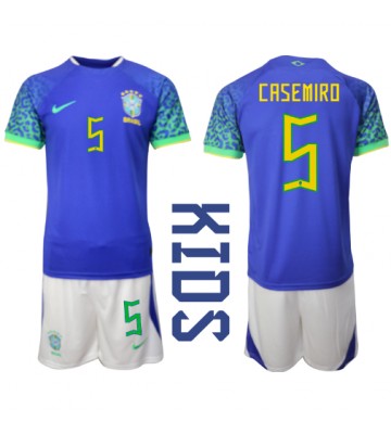 Brasilia Casemiro #5 Vieras Pelipaita Lasten EM-Kisat 2020 Lyhyet Hihat (+ Lyhyet housut)