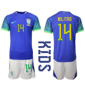 Brasilia Eder Militao #14 Vieras Pelipaita Lasten EM-Kisat 2020 Lyhyet Hihat (+ Lyhyet housut)