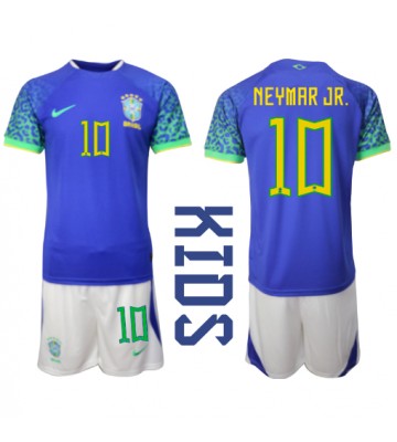 Brasilia Neymar Jr #10 Vieras Pelipaita Lasten EM-Kisat 2020 Lyhyet Hihat (+ Lyhyet housut)
