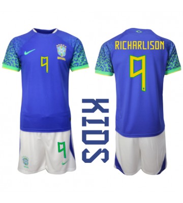 Brasilia Richarlison #9 Vieras Pelipaita Lasten EM-Kisat 2020 Lyhyet Hihat (+ Lyhyet housut)