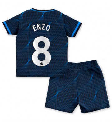 Chelsea Enzo Fernandez #8 Vieras Pelipaita Lasten 2023-24 Lyhyet Hihat (+ Lyhyet housut)