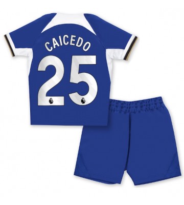 Chelsea Moises Caicedo #25 Koti Pelipaita Lasten 2023-24 Lyhyet Hihat (+ Lyhyet housut)