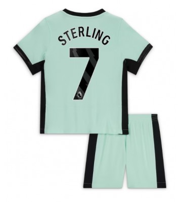 Chelsea Raheem Sterling #7 Kolmas Pelipaita Lasten 2023-24 Lyhyet Hihat (+ Lyhyet housut)