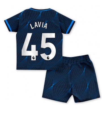 Chelsea Romeo Lavia #45 Vieras Pelipaita Lasten 2023-24 Lyhyet Hihat (+ Lyhyet housut)