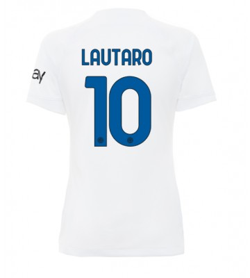 Inter Milan Lautaro Martinez #10 Vieraspaita Naisten 2023-24 Lyhyet Hihat