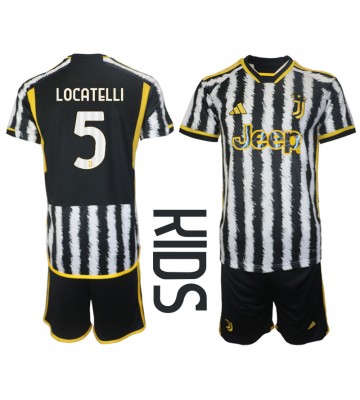 Juventus Manuel Locatelli #5 Koti Pelipaita Lasten 2023-24 Lyhyet Hihat (+ Lyhyet housut)