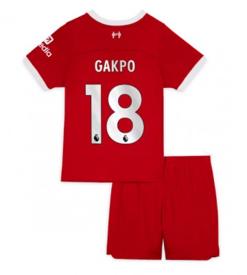 Liverpool Cody Gakpo #18 Koti Pelipaita Lasten 2023-24 Lyhyet Hihat (+ Lyhyet housut)