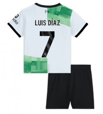 Liverpool Luis Diaz #7 Vieras Pelipaita Lasten 2023-24 Lyhyet Hihat (+ Lyhyet housut)