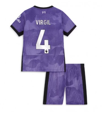 Liverpool Virgil van Dijk #4 Kolmas Pelipaita Lasten 2023-24 Lyhyet Hihat (+ Lyhyet housut)