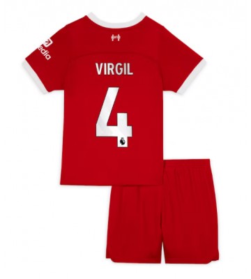 Liverpool Virgil van Dijk #4 Koti Pelipaita Lasten 2023-24 Lyhyet Hihat (+ Lyhyet housut)