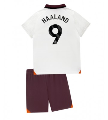 Manchester City Erling Haaland #9 Vieras Pelipaita Lasten 2023-24 Lyhyet Hihat (+ Lyhyet housut)