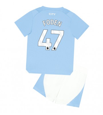 Manchester City Phil Foden #47 Koti Pelipaita Lasten 2023-24 Lyhyet Hihat (+ Lyhyet housut)