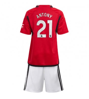 Manchester United Antony #21 Koti Pelipaita Lasten 2023-24 Lyhyet Hihat (+ Lyhyet housut)