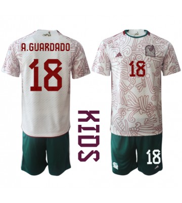 Meksiko Andres Guardado #18 Vieras Pelipaita Lasten EM-Kisat 2020 Lyhyet Hihat (+ Lyhyet housut)