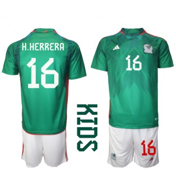 Meksiko Hector Herrera #16 Koti Pelipaita Lasten EM-Kisat 2020 Lyhyet Hihat (+ Lyhyet housut)