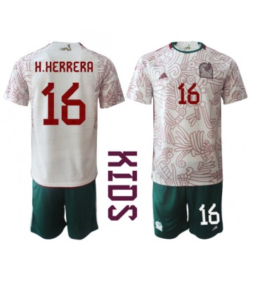 Meksiko Hector Herrera #16 Vieras Pelipaita Lasten EM-Kisat 2020 Lyhyet Hihat (+ Lyhyet housut)