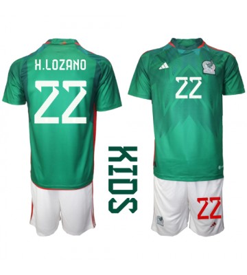 Meksiko Hirving Lozano #22 Koti Pelipaita Lasten EM-Kisat 2020 Lyhyet Hihat (+ Lyhyet housut)