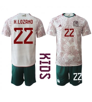 Meksiko Hirving Lozano #22 Vieras Pelipaita Lasten EM-Kisat 2020 Lyhyet Hihat (+ Lyhyet housut)