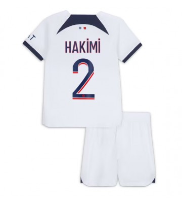 Paris Saint-Germain Achraf Hakimi #2 Vieras Pelipaita Lasten 2023-24 Lyhyet Hihat (+ Lyhyet housut)