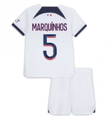 Paris Saint-Germain Marquinhos #5 Vieras Pelipaita Lasten 2023-24 Lyhyet Hihat (+ Lyhyet housut)