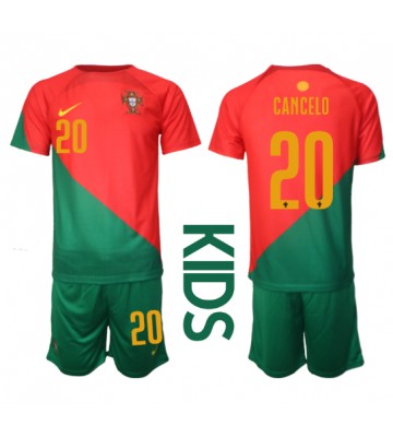 Portugali Joao Cancelo #20 Koti Pelipaita Lasten EM-Kisat 2020 Lyhyet Hihat (+ Lyhyet housut)