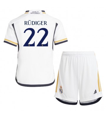 Real Madrid Antonio Rudiger #22 Koti Pelipaita Lasten 2023-24 Lyhyet Hihat (+ Lyhyet housut)